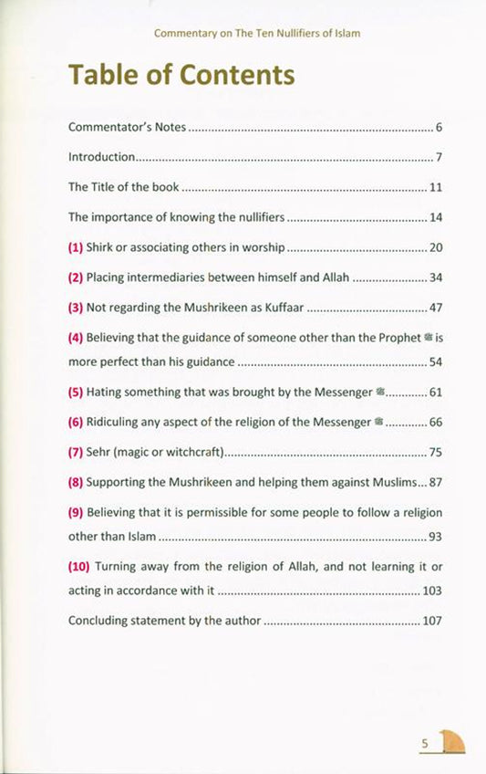 Nawaqid Al Islam : The Ten Nullifiers Of Islam