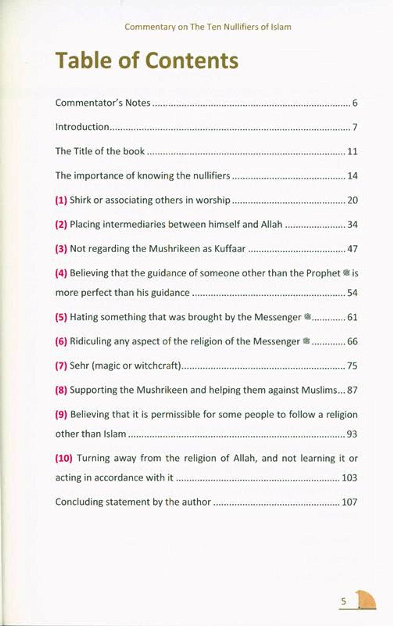 Nawaqid Al Islam : The Ten Nullifiers Of Islam